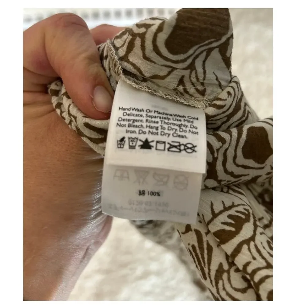 Eddie Bauer Women's Size L Cream & Brown Floral Sleeveless Sundress #0368 - Picture 8 of 11